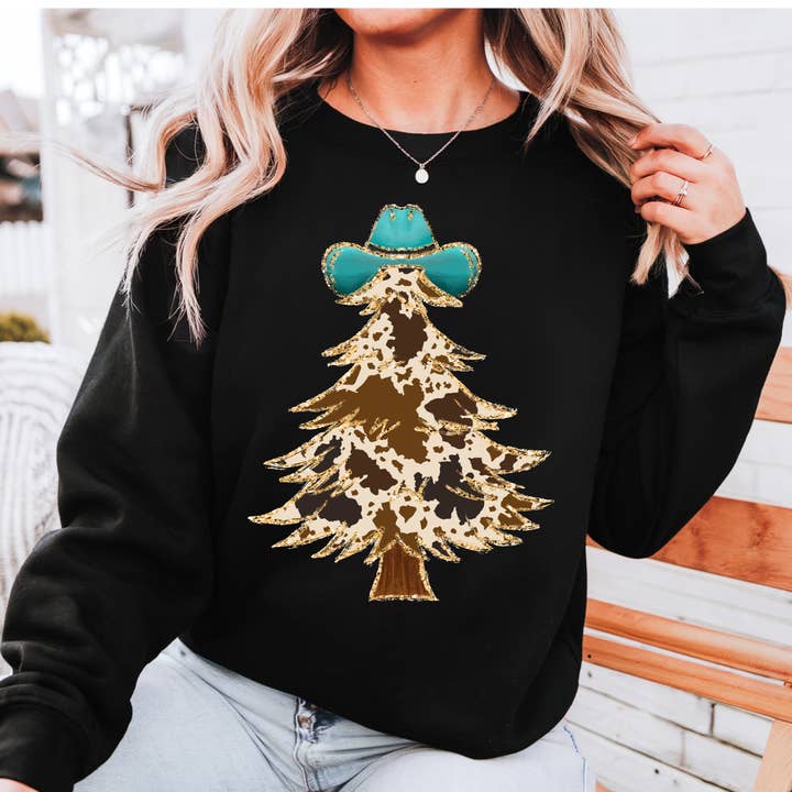 It's So Me - Wholesale Graphic Sweatshirt - Women's - COWBOY CHRISTMAS TREE CREWNECK TEE/SWEATSHIRT 0