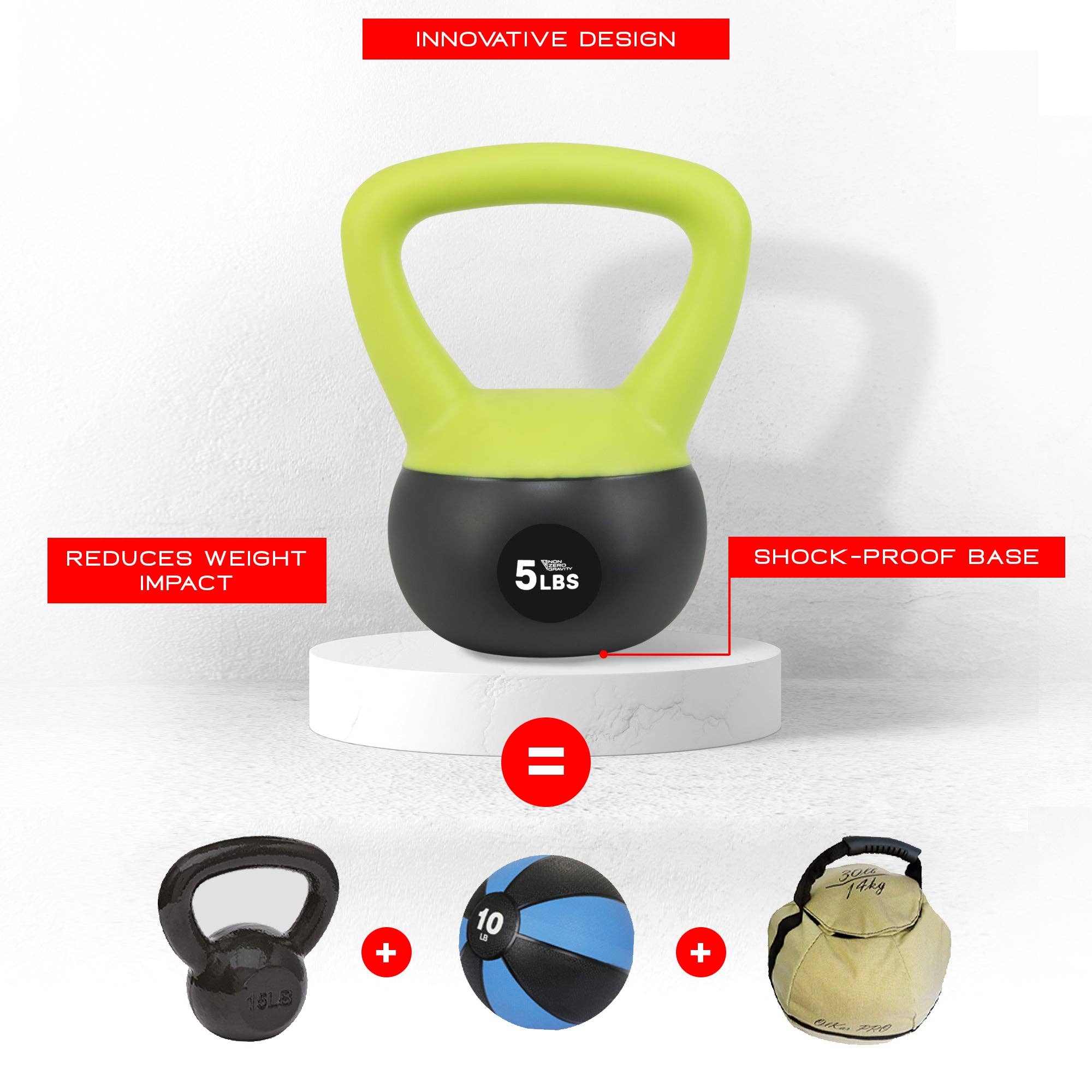Nonzero Gravity – wholesale Träningsutrustning – Set med 4 mjuka kettlebells i järnsand, 2,3–9 kg6