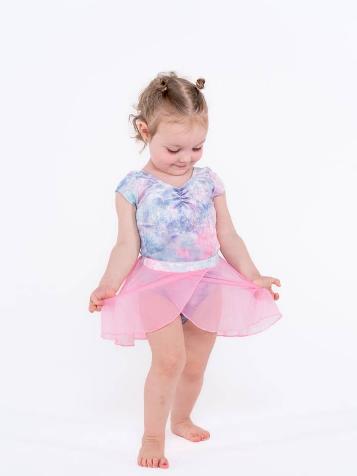 Lily Cross Over Pull on Pink Mesh Skirt for wholesale by Pink Lemon Dancewear