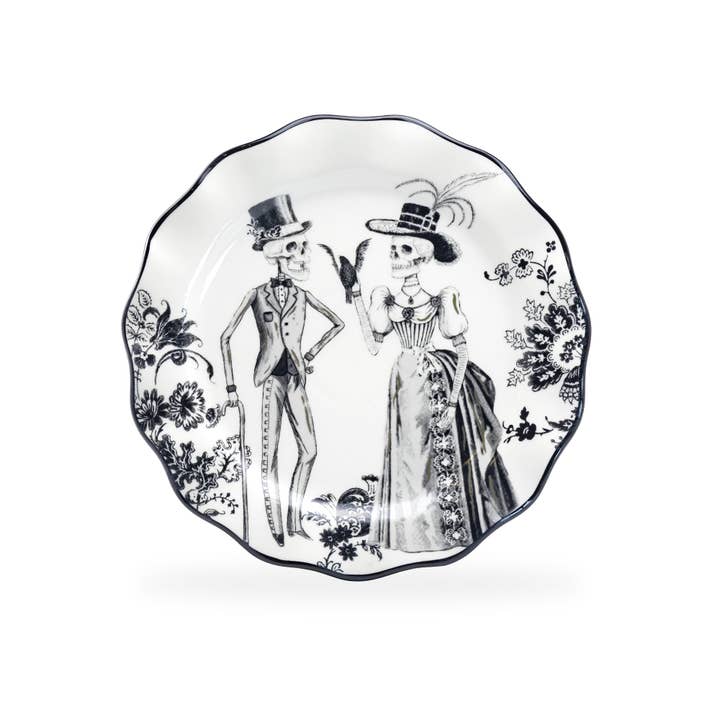 Grace Teaware - Wholesale Salad Plate - 8.5" Halloween Skeletons Dessert / Salad Plate
