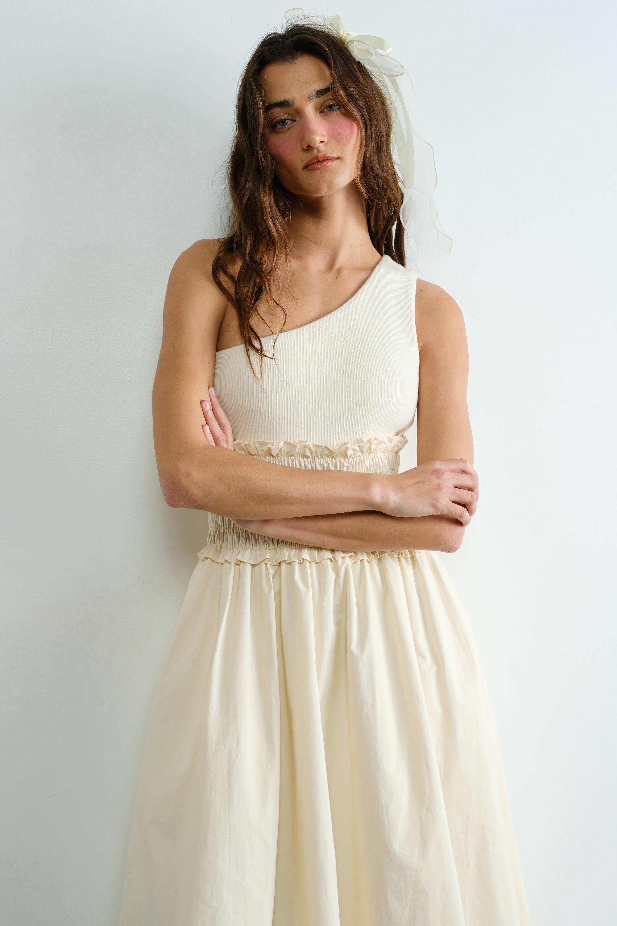 Creamon - Wholesale Dress – Women's - One Shoulder Poplin Maxi Dress4