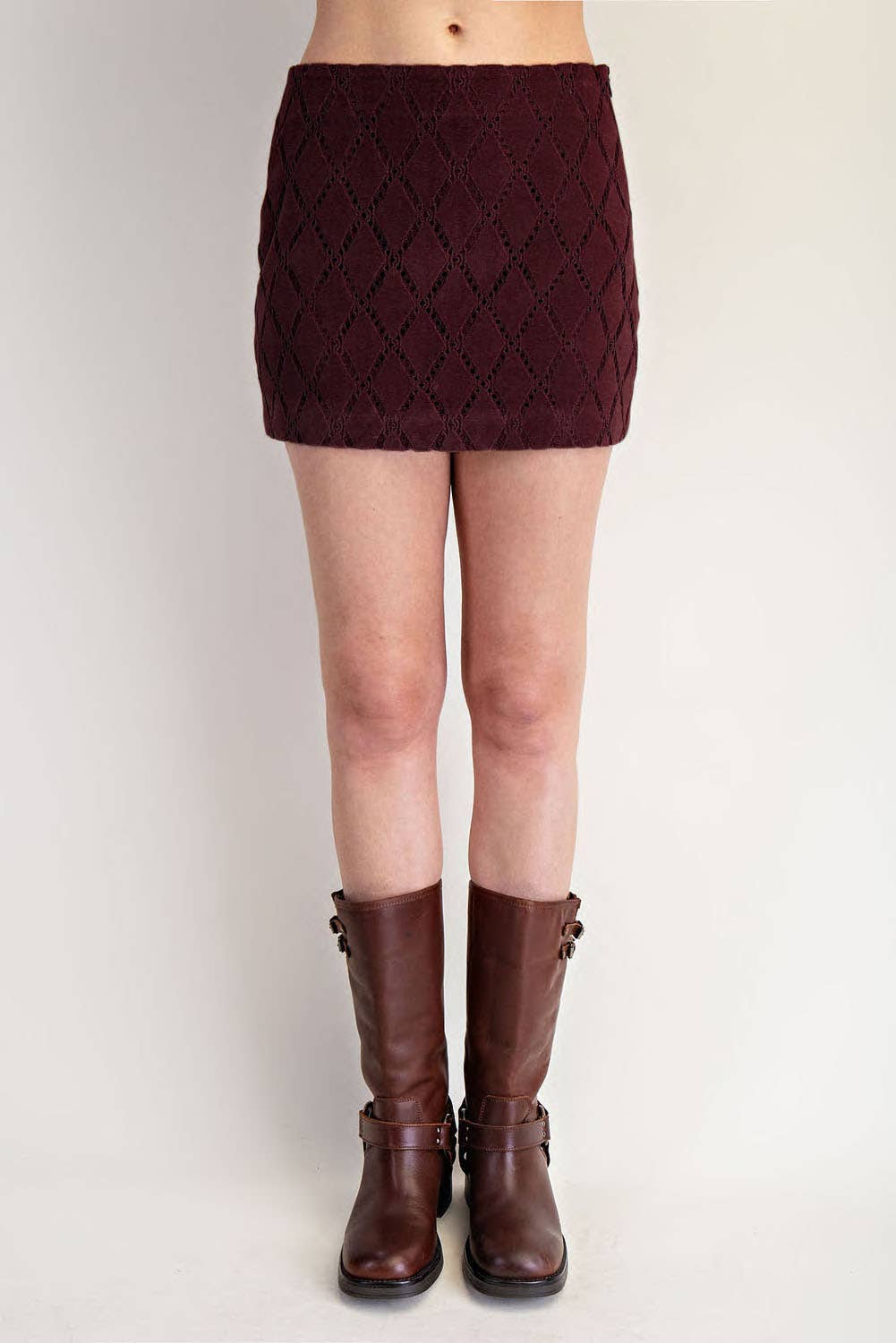 Edit by Nine - Wholesale Skirt - Women's - Patterned Faux Suede Mini Skirt4