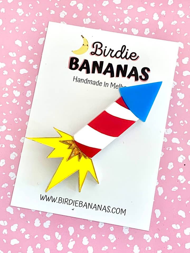 Firecracker Brooch for wholesale by Birdie Bananas