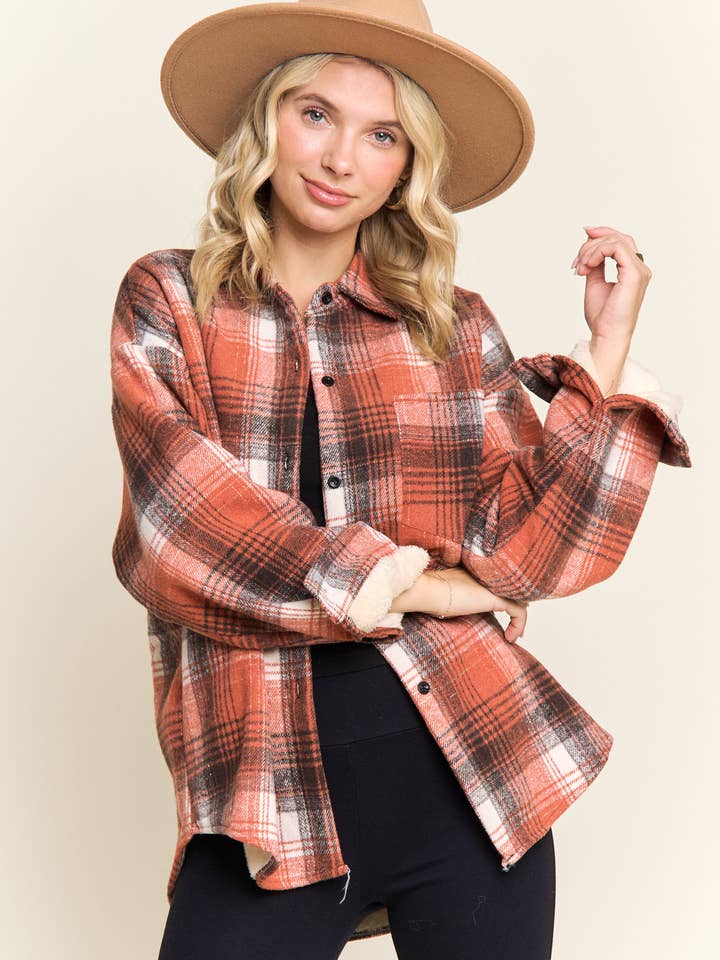 GERUITE SHACKET MET SHERPA-VOERING EN KNOOPSLUITING- LEJ4140 voor wholesale door Madelyn