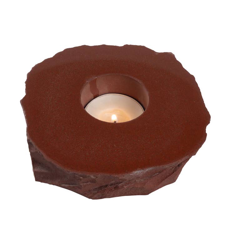 ROUGH RED JASPER CANDLE HOLDER WITH SMOOTH TOP for wholesale by Benjamin International