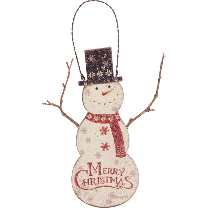 Primitives by Kathy - Wholesale Ornament - Merry Christmas Snowman Ornament0