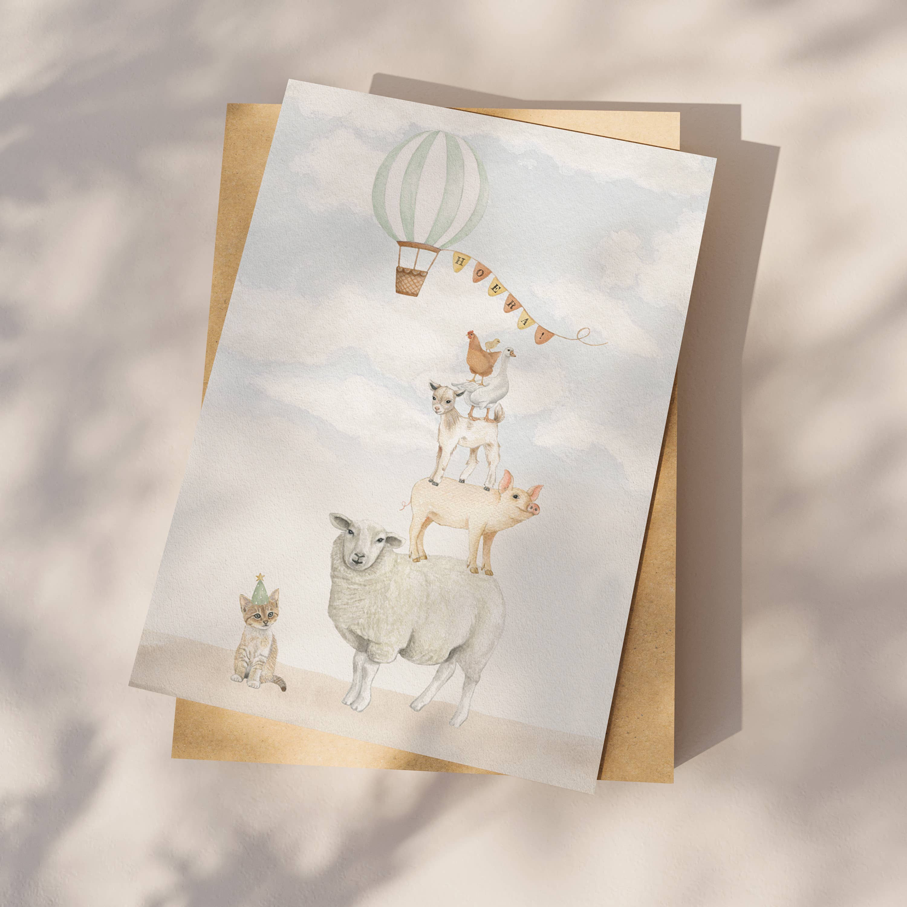 Appeloogje - Wholesale Everyday Greeting Card - Postcard: farm animals, hurrah1