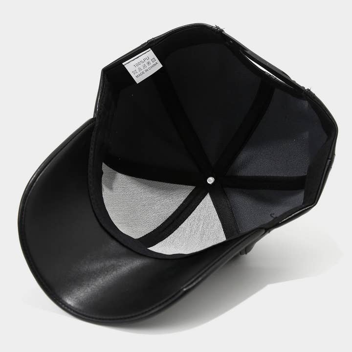 ACCITY - Wholesale Baseball Cap - Men's - PU Leather Baseball Cap for Men Vintage Style_CWAH0465414