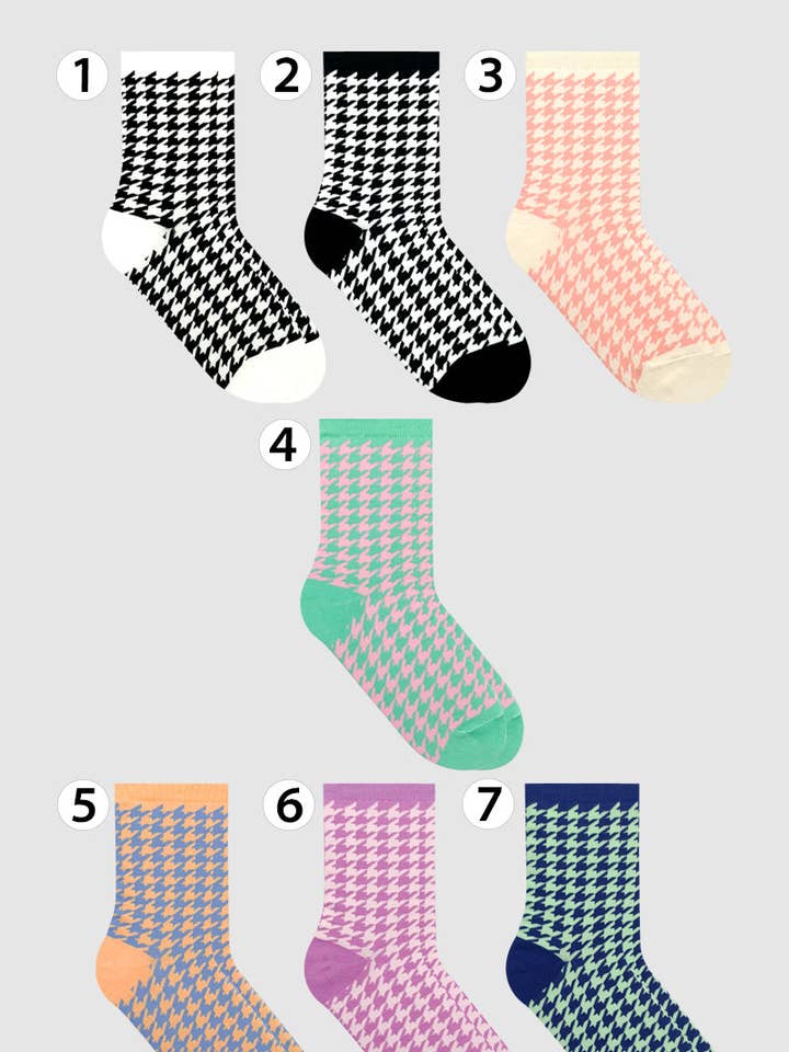 Chaussettes Crew Hound Tooth Check pour femmes pour la vente par 7DAYSSOCKS
