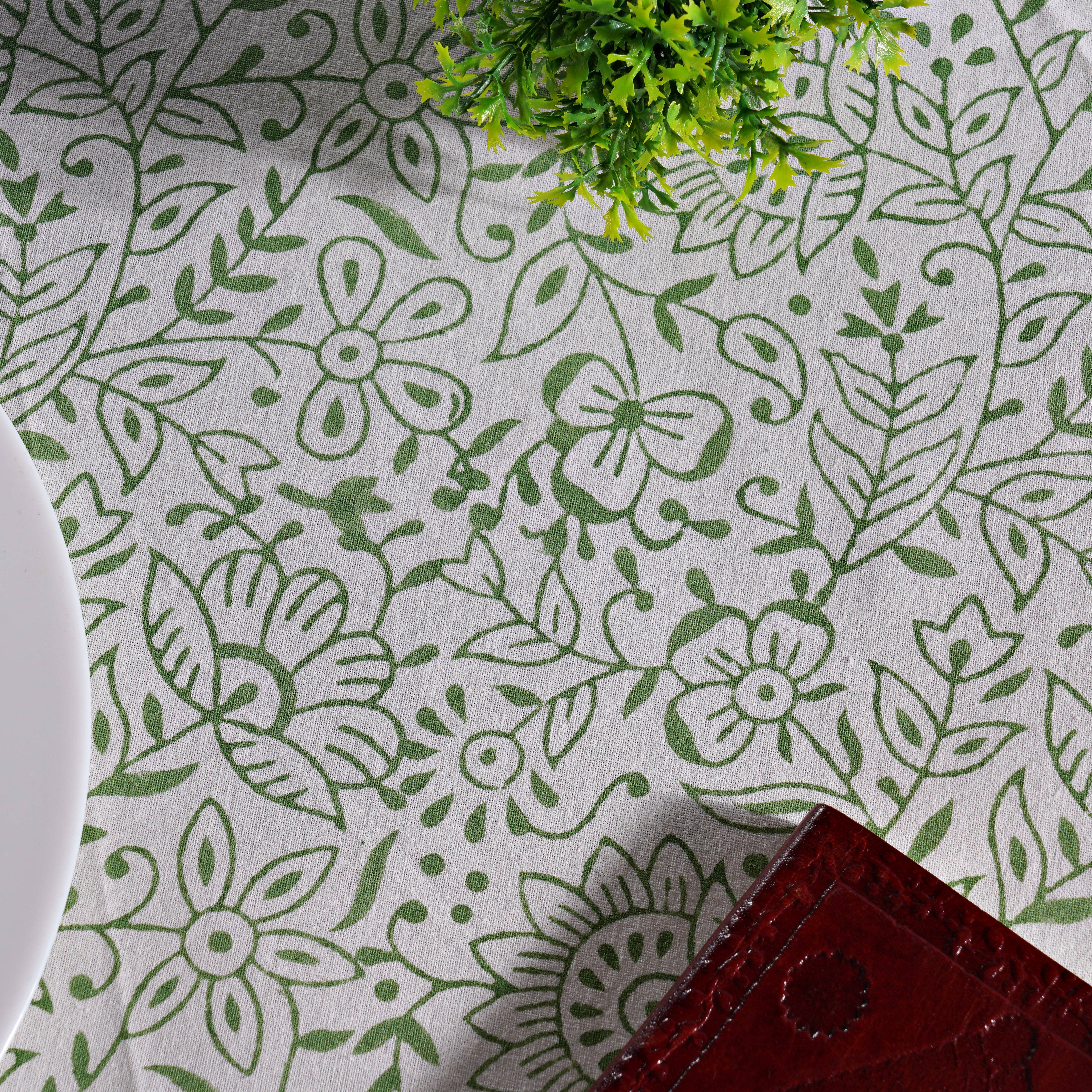 Fabricrush – wholesale Tablecloth – Sage Green Jaal  Indian Hand Block Print Round Tablecloth6