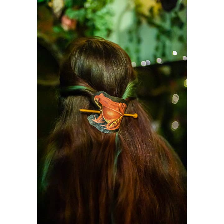 Costurero Real - Venta al por mayor Pasador para el pelo - Mujer - Barrette pelo rana sapo cuero vegano cottagecore woodland