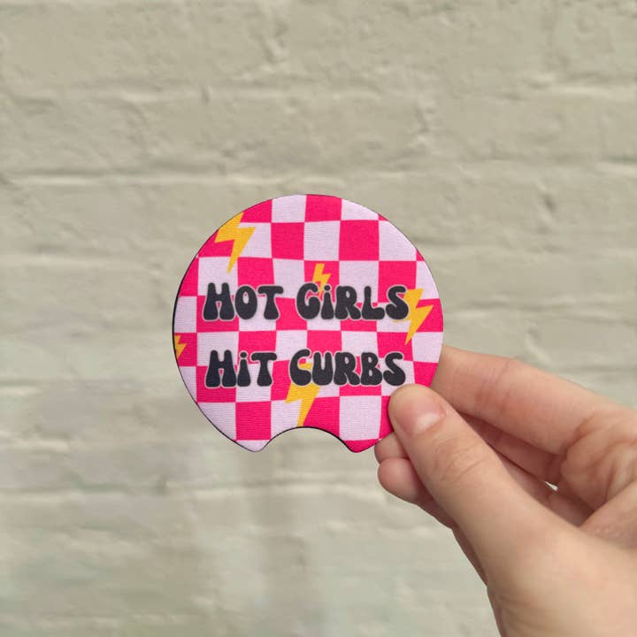 XO Wholesale - Wholesale Car Coaster - Women's - Hot Girls Hit Curbs Pink Leopard Neoprene Car Coasters