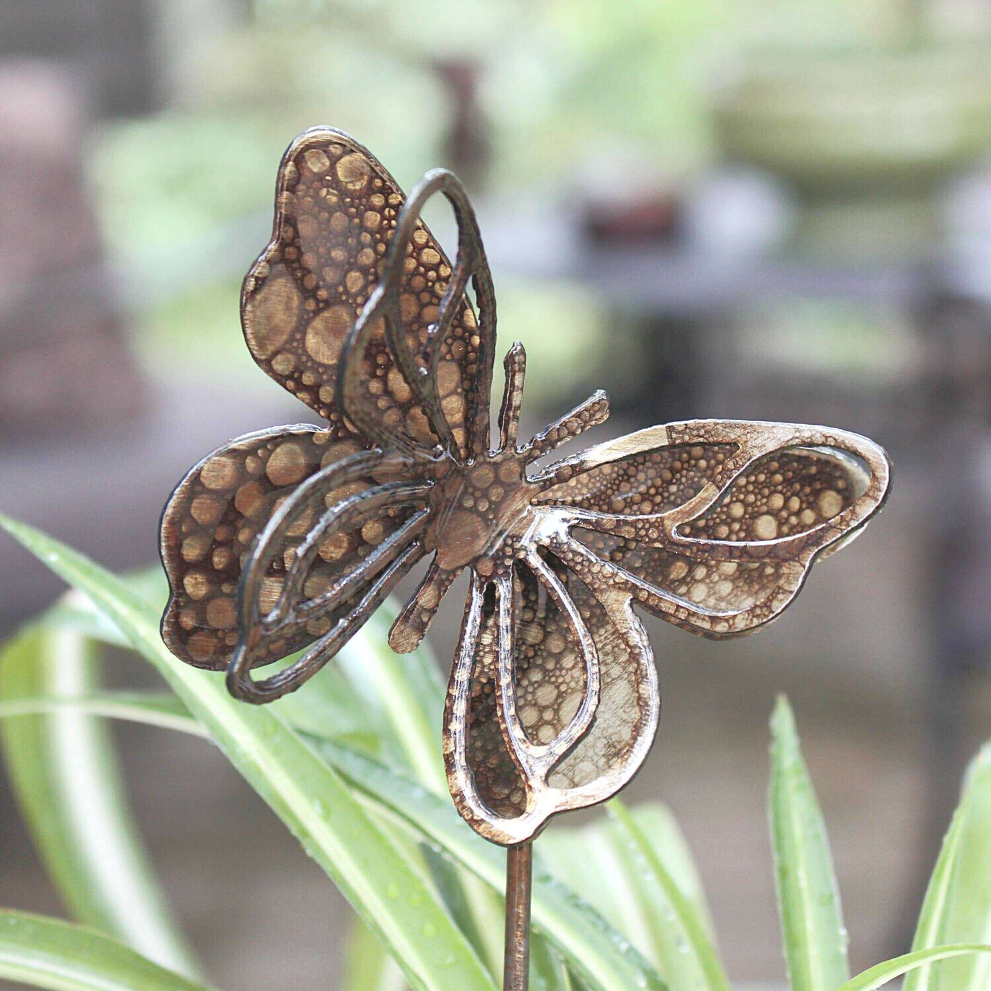 Rustic Metalz - Wholesale Garden/Lawn Stake - Springfly - Luxury Steel Metal Copper Patina Planter Stake