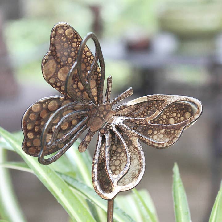 Rustic Metalz - Wholesale Garden/Lawn Stake - Springfly - Luxury Steel Metal Copper Patina Planter Stake0