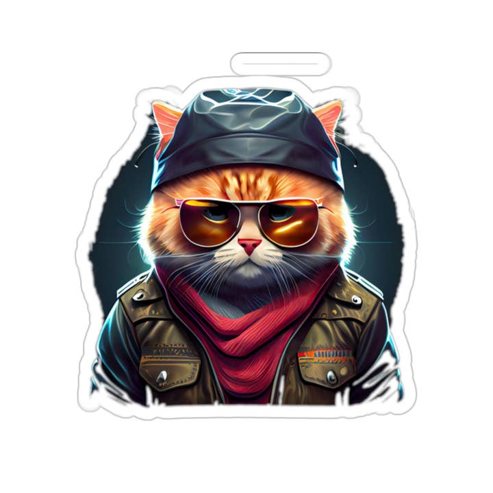 Smartstead Homestead - Wholesale Sticker - Waterproof Vinyl Sticker - Cool Guy Tough Cat Vinyl Sticker