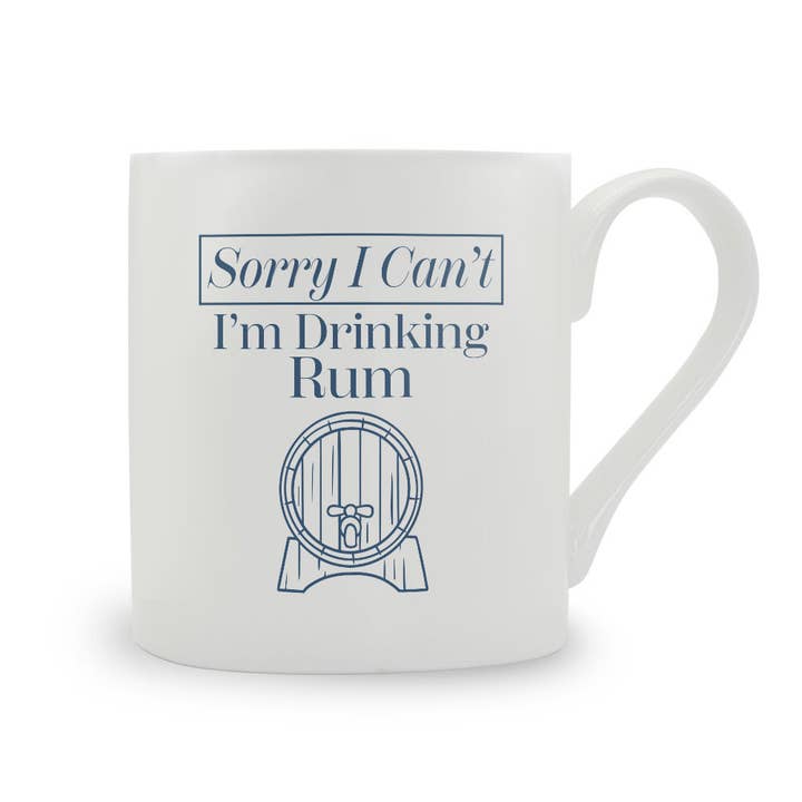 Sorry, ik kan niet, ik drink rum — mok van bone china voor wholesale door Stubbs Mugs