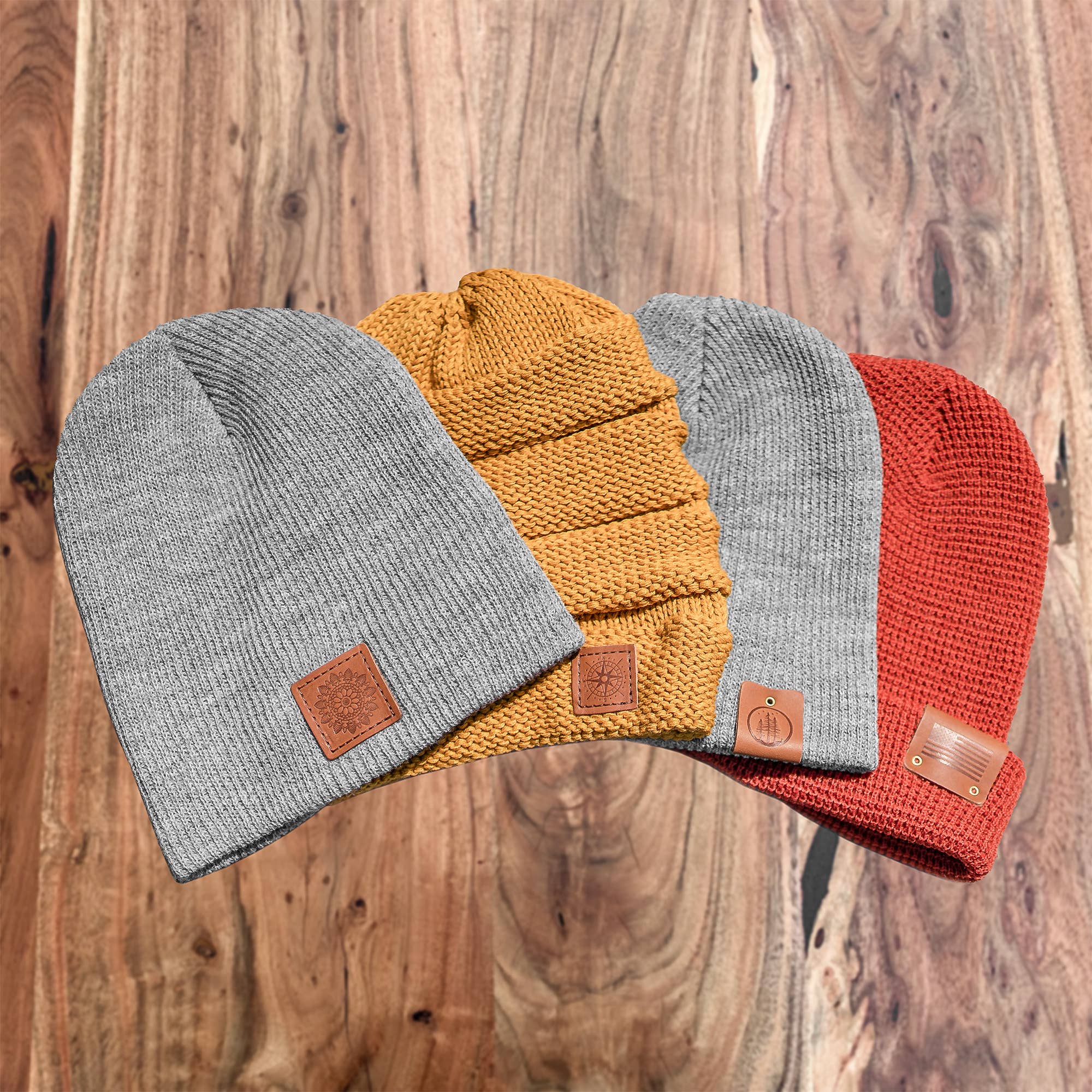 Oowee Products - Wholesale Beanie - Unisex - Beanies with Leather Patch - Variety Starter Pack1