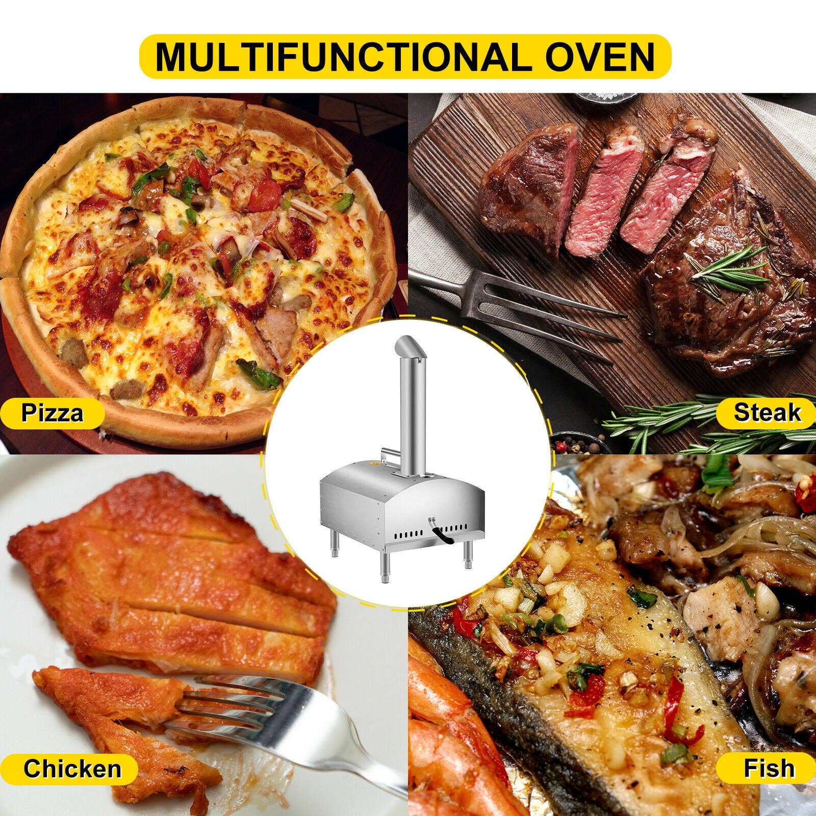 BlakOutlet - Wholesale Outdoor Grill Tools - 12" Portable Pizza Oven Wood Fired Food Grade Stainless Steel For Outdoor Bbq Picnics Baking Pizza and more4