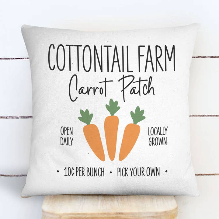 Taie d'oreiller de Pâques | Housse de coussin de Pâques Cottontail Farm Carrot Patch | Coussin cultivé localement | Décoration de Pâques décorative amusante pour la vente par ZA Handmade Wholesale