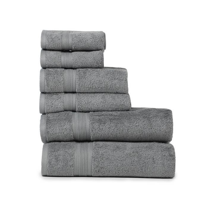 Riva Home Charcoal 100% Cotton Soft Towel Set – 6 Pcs for wholesale by RIVA HOME