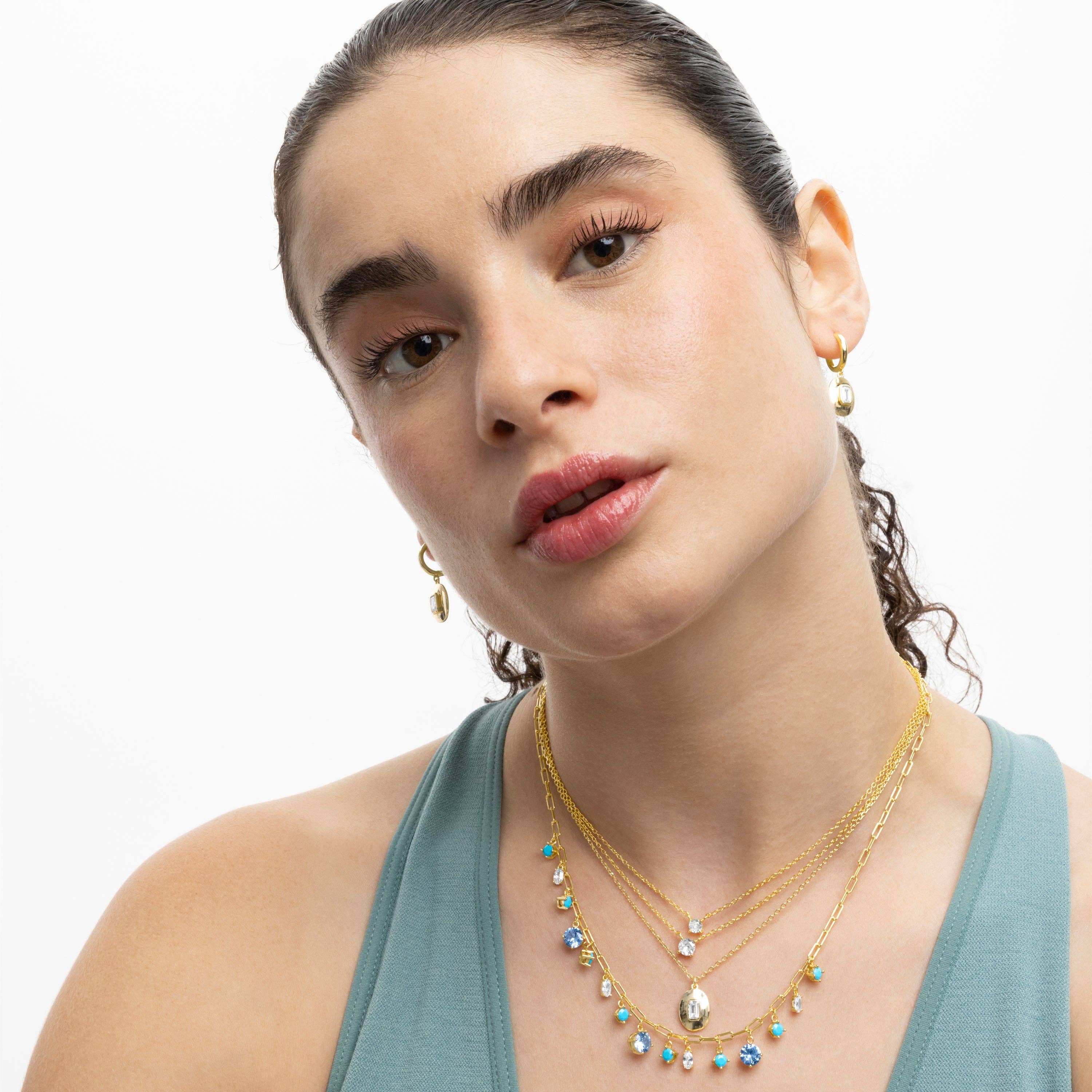 Luxenter - Wholesale Halskettinghanger - 925 Sterling Zilveren Ketting met Stralende Zirkonia afgewerkt in 18K geelgoud - Keval1