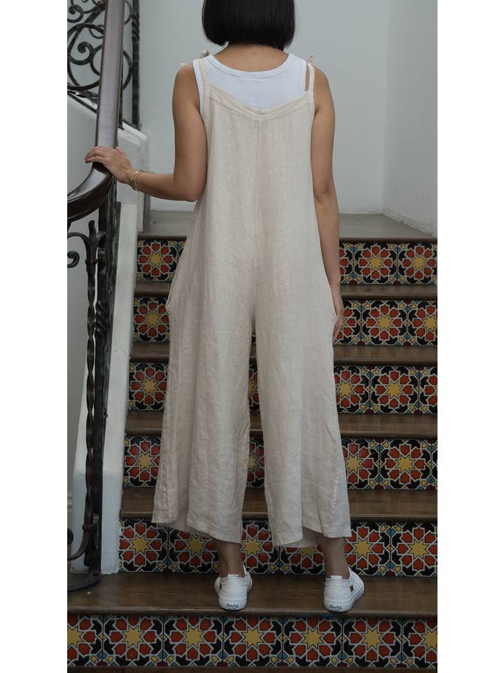 Merci Marie - Wholesale Jumpsuit - Women's - Linen Tie Shoulder Jumper #42423