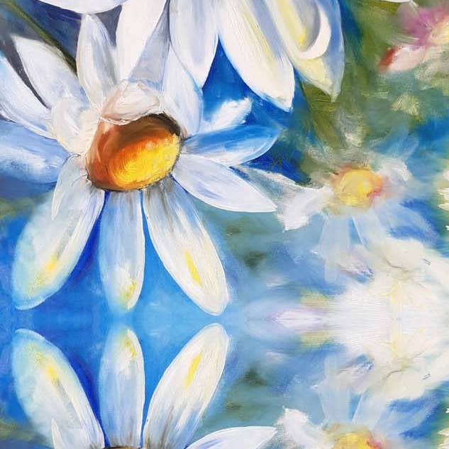 Blå Daisy Bloom – Sommerhalstørklæde i bomuld og modal for engroshandel hos Namaskar Australia