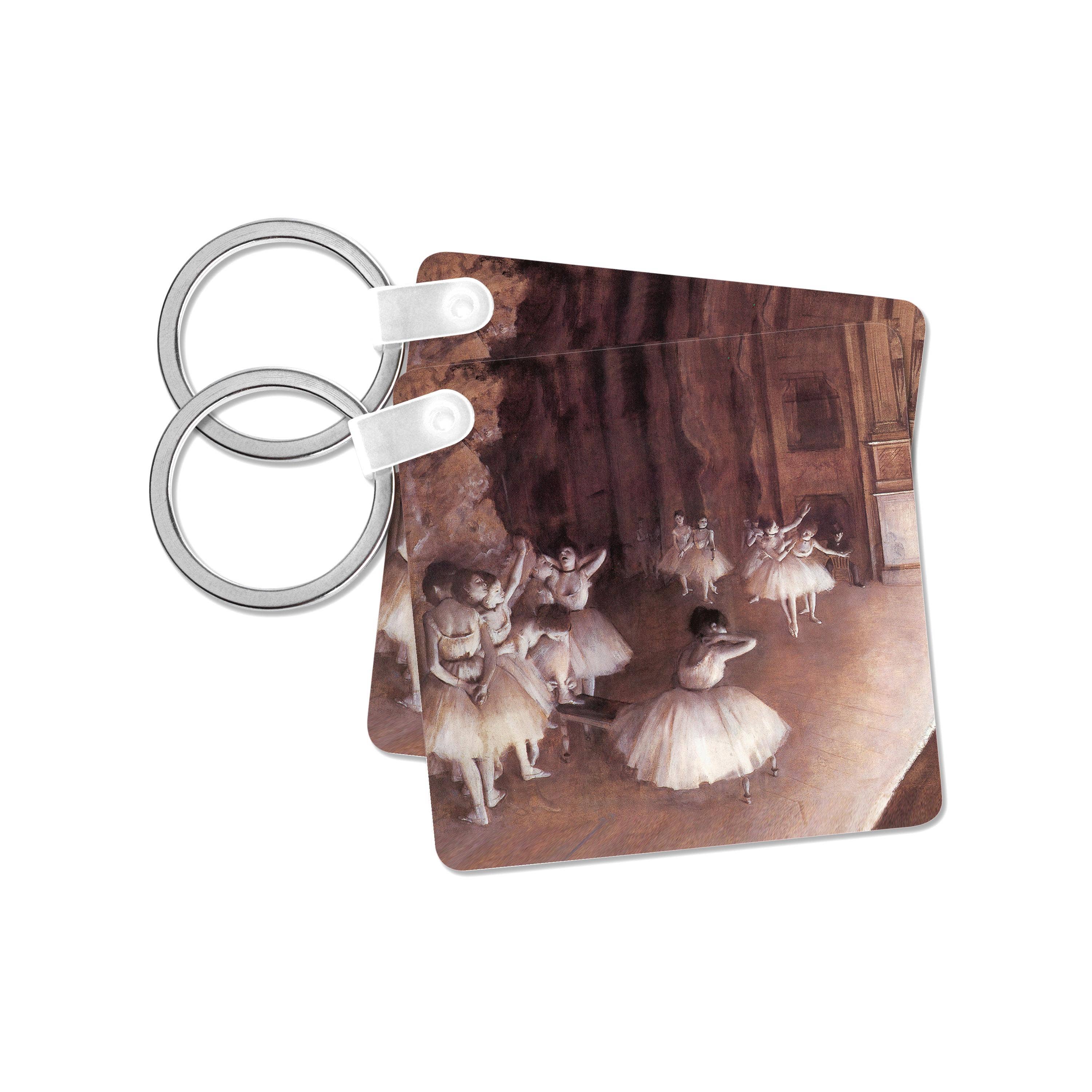 3dRose - Wholesale Keychain - Unisex - 3dRose, Ballet Rehearsal on the Stage by Edgar Degas, Key Chain0