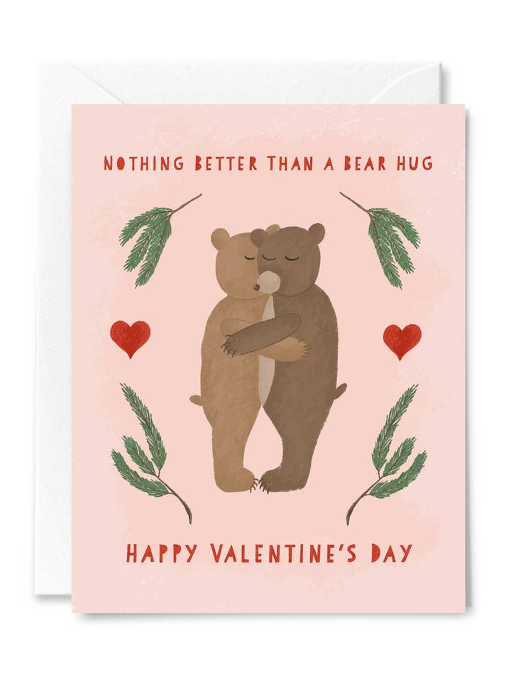 Bear Hug Valentine's Day Greeting Card for wholesale by Courtney Beyer Design