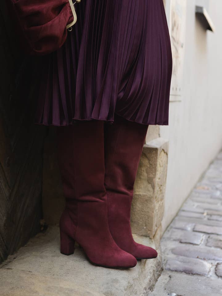Suede heeled boots -Florence - burgundy (7 cm) 35-42 (Copy) for wholesale by MIUMMASH DAMIAN TOMZIK