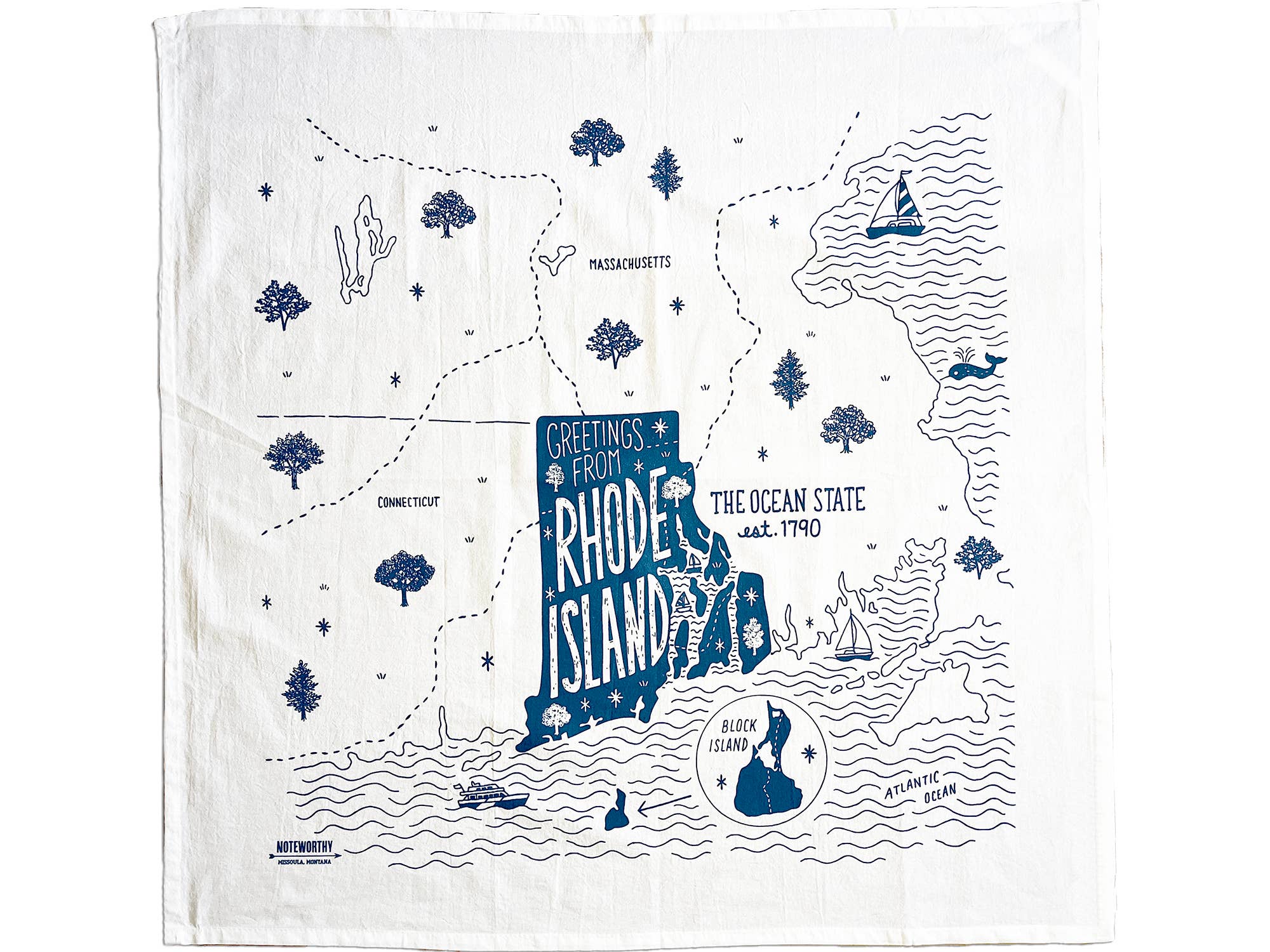 Noteworthy Paper & Press - Wholesale Tea Towel - Rhode Island Tea Towel6