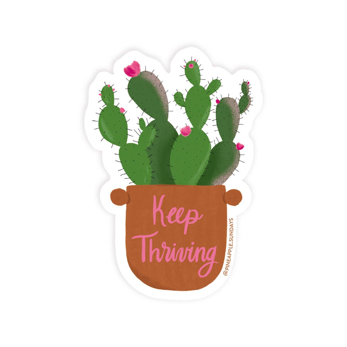 Pineapple Sundays Design Studio - Wholesale Sticker - Keep Thriving Cactus Sticker