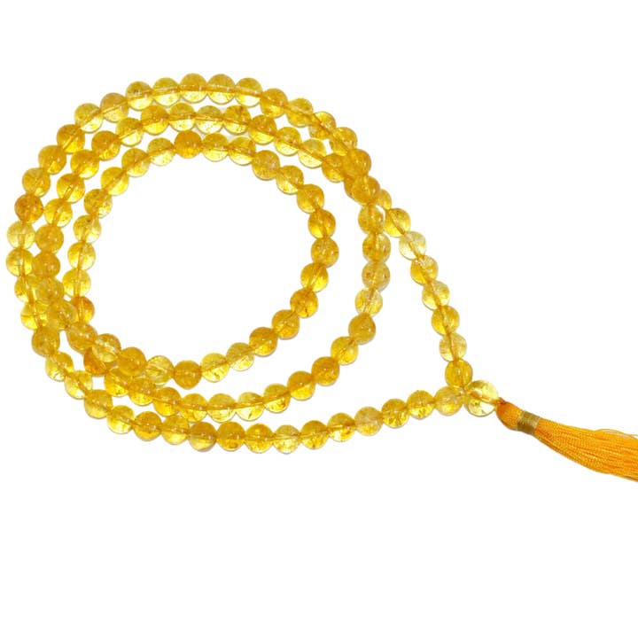 Gemstone Mala | Citrine Heated | 108 Prayer Beads Jap Mala for wholesale by Soothing Crystals