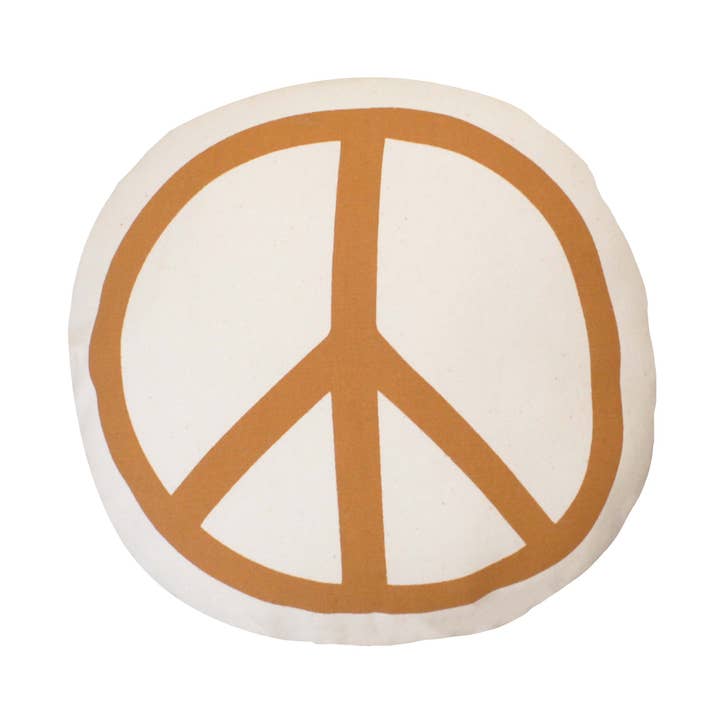 Imani + Kids by Imani Collective – wholesale Throw/decorative pillow – Peace Sign Canvas Pillow - Natural