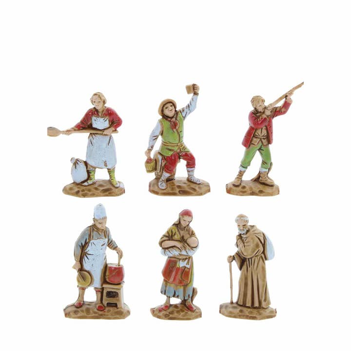 Set 6 Soggetti Napoletani Micro 3.5 per la vendita all'ingrosso da parte di Moranduzzo