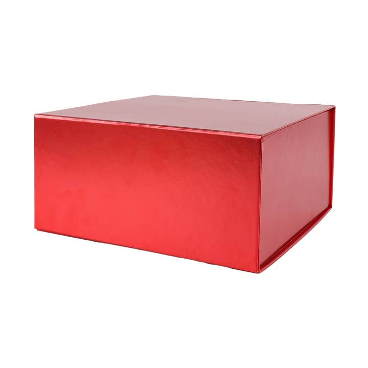 8"x 8"x 4" Collapsable Gift Box w/ Magnetic Square Flap Lid | Matte Red
 for wholesale by LA Ribbons Wholesale