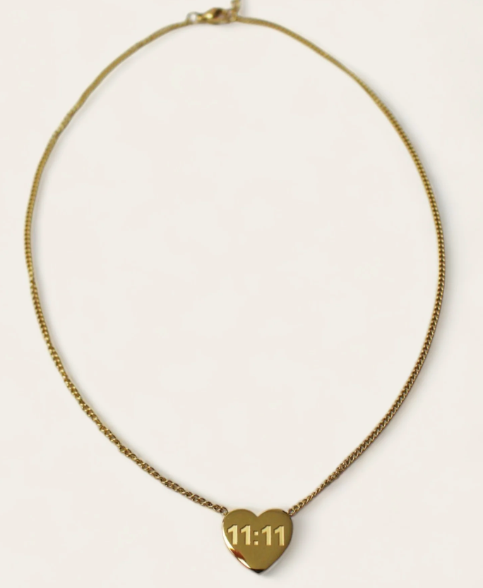 HoopLa - Wholesale Pendant/Charm Necklace - 11:11 Heart  Stainless Steel Necklace8