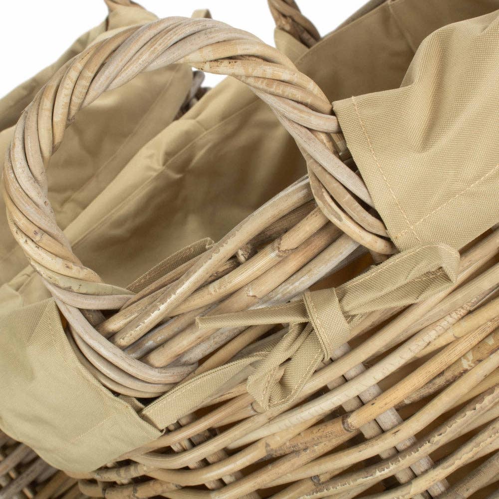 Red Hamper – wholesale Basket – Tall Round Fireside Grey Rattan Log Basket With Removable Cordura Lining0