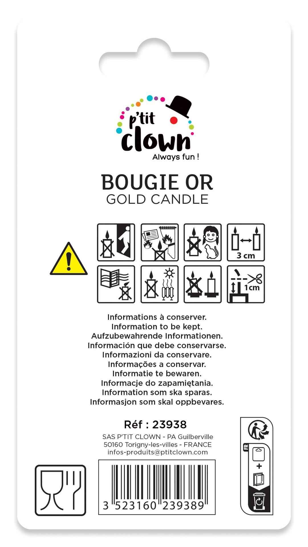 P'tit Clown - Wholesale Cake Candle - Gold Candle - Number 83