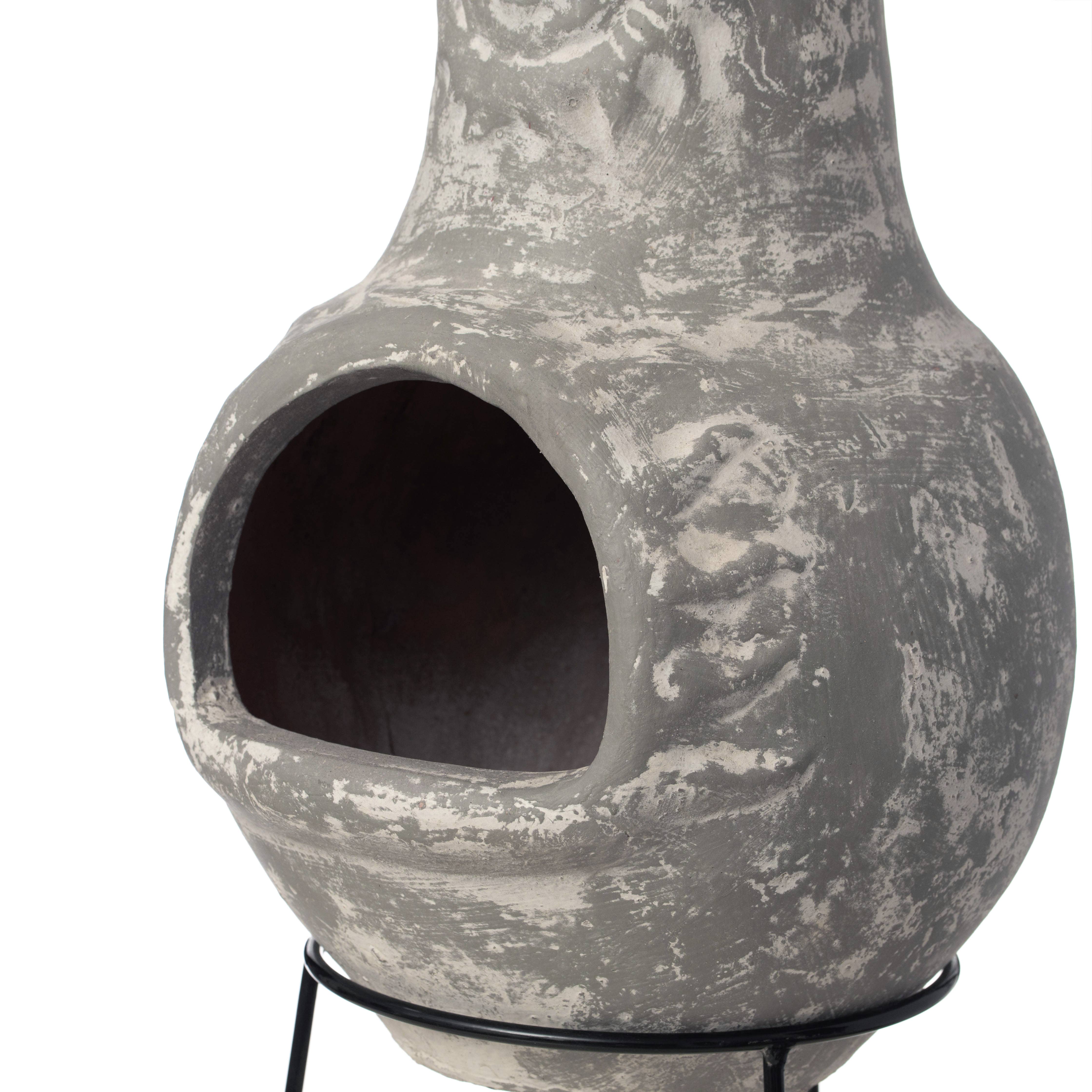 Quickway Imports – wholesale Fire pit – Outdoor Clay Chiminea Fireplace Sun Design Wood Burning Fire7