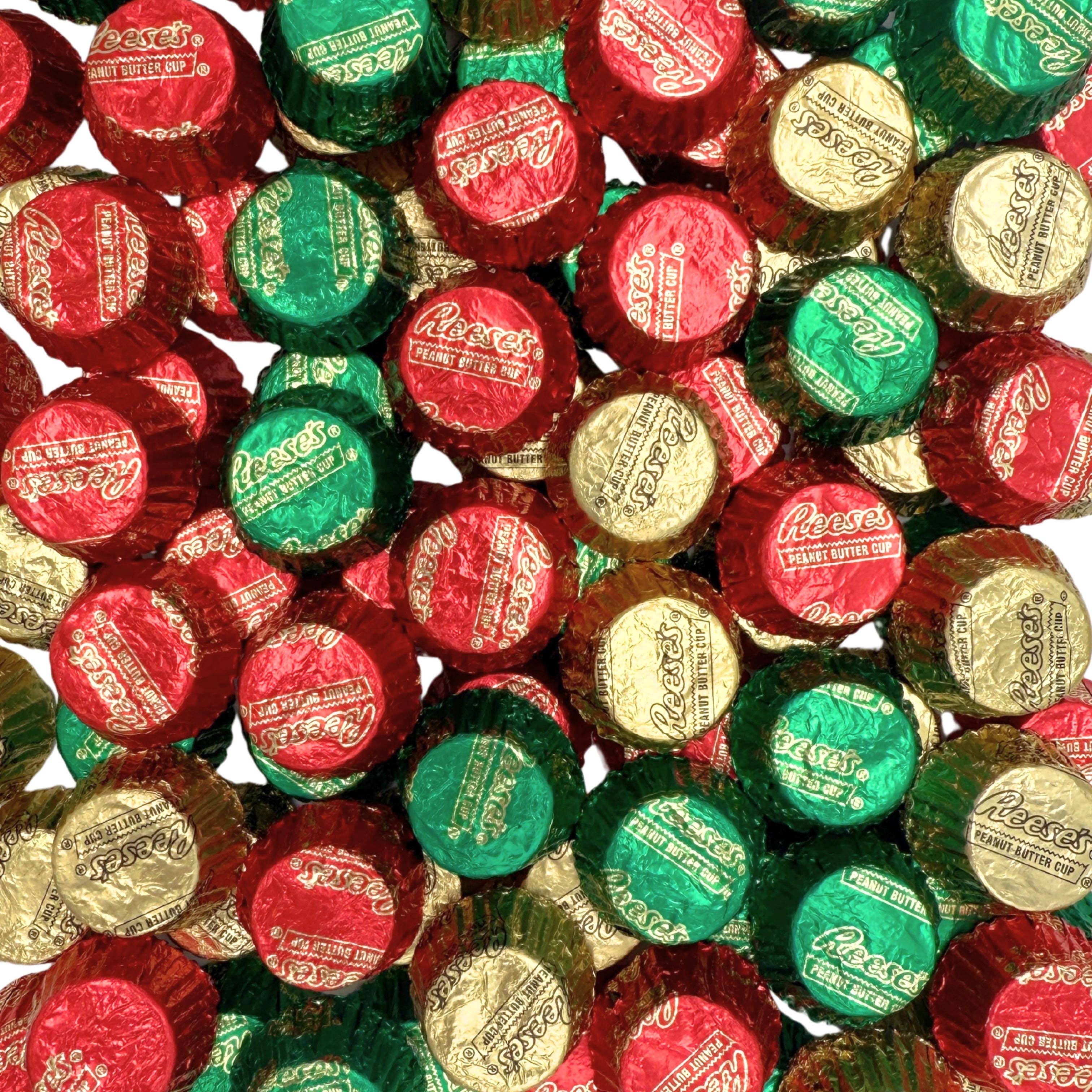 Candy In Bulk - Wholesale Chocolate Covered Sweets - Reese's Miniature Cups Milk Chocolate & Peanut Butter – Christmas Foils, Bulk Value Pack2