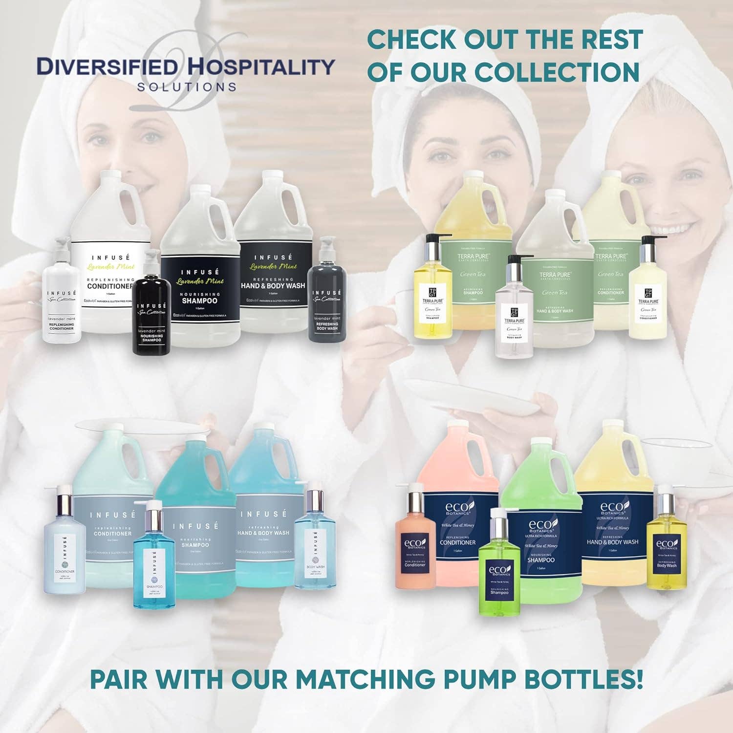 Diversified Hospitality Solutions - Wholesale Hair Conditioner - Eco Botanics Hotel Conditioner | 1 Gallon | Designed to Refill Soap Dispensers | by Terra Pure (Set of 4)5