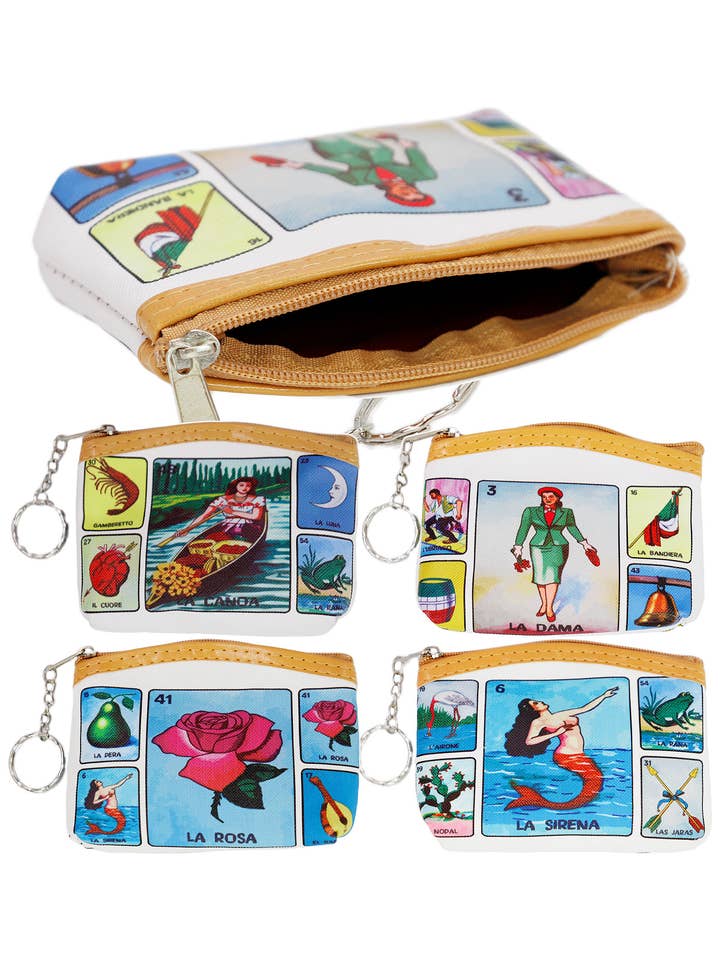 La Loteria Zipper Vegan Leather Coin Purse for wholesale by Cap Zone