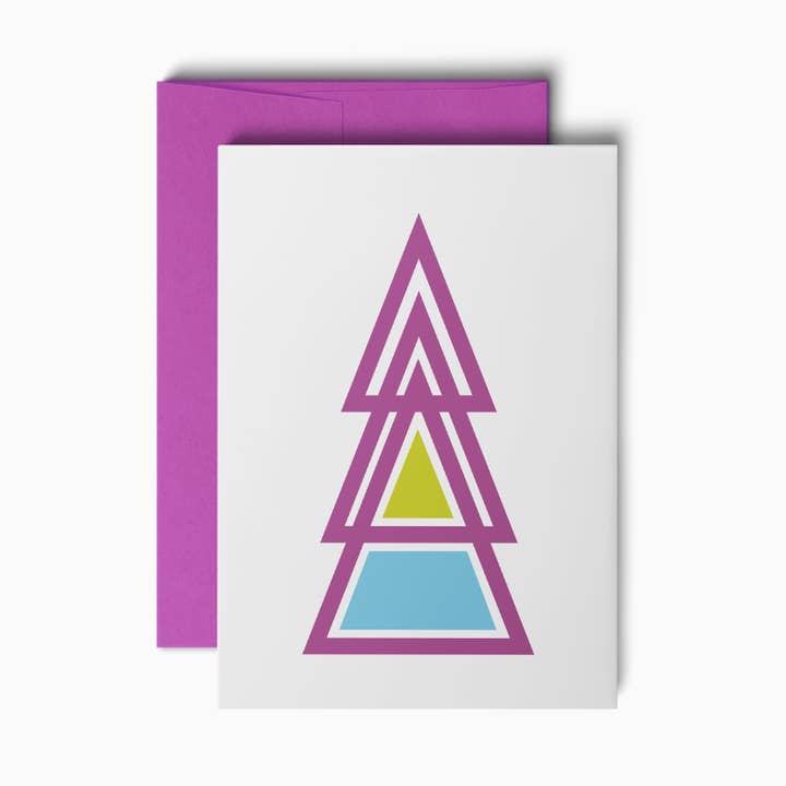 Christmas Card & Envelope – “Cookie” (Magenta Christmas Tree Motif) for wholesale by Karte Design Berlin