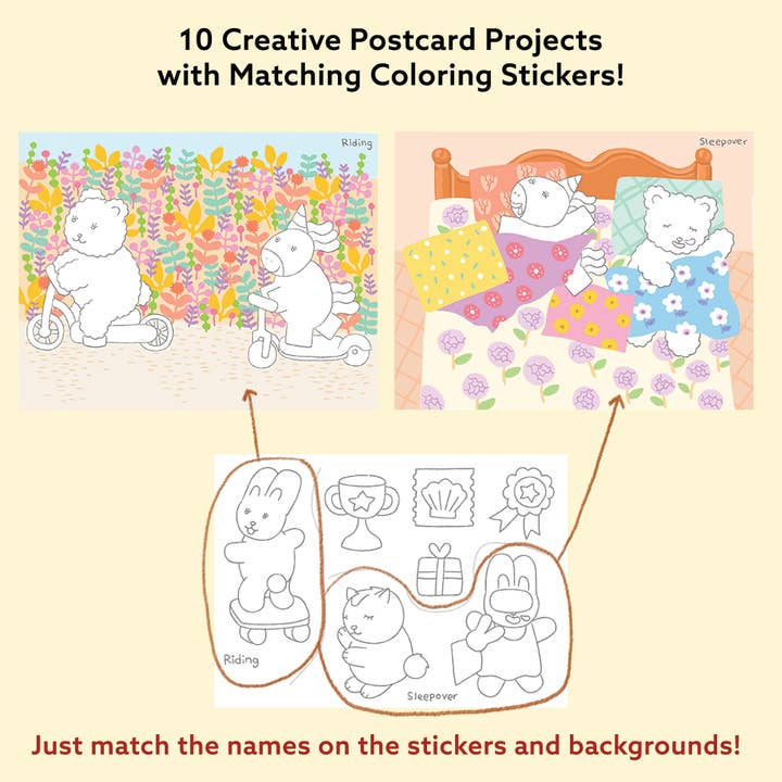 together art - Wholesale Art set – Child & baby - To My Friends Postcard Art Box with Coloring Stickers5