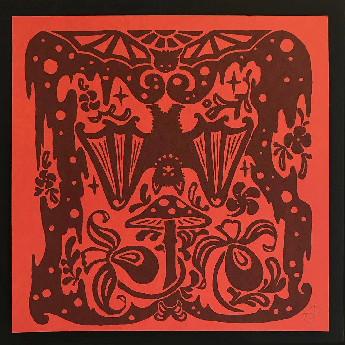 Morning Paper dot Design - Wholesale Art Print - Bats and mushroom silkscreen print0