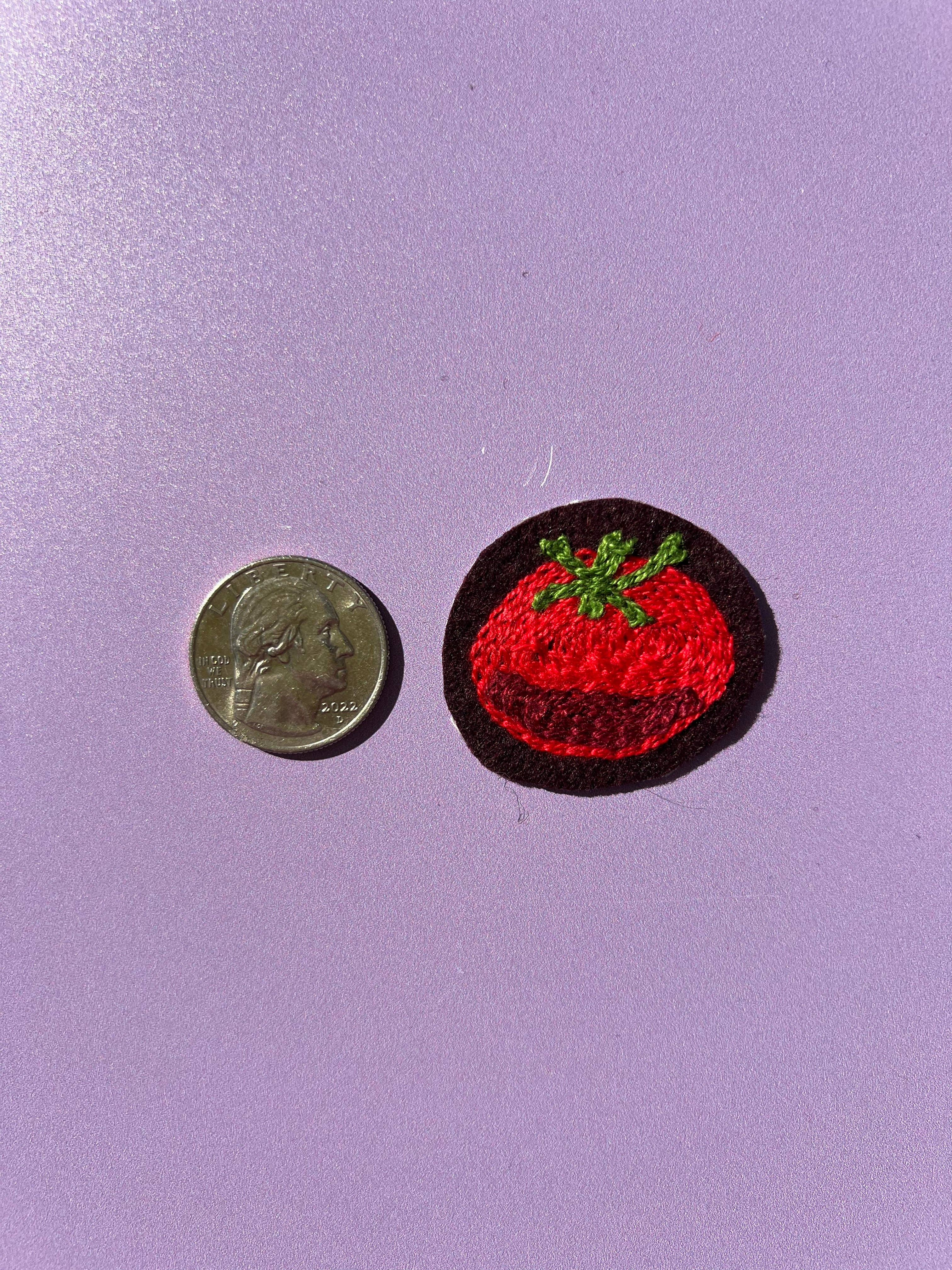 Velvet Outlaw - Wholesale Patch - Tiny Tomato Chain Stitch Iron On Patch - set of 25