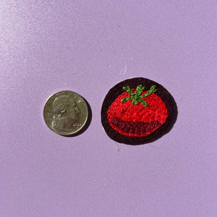Velvet Outlaw - Wholesale Patch - Tiny Tomato Chain Stitch Iron On Patch - set of 25