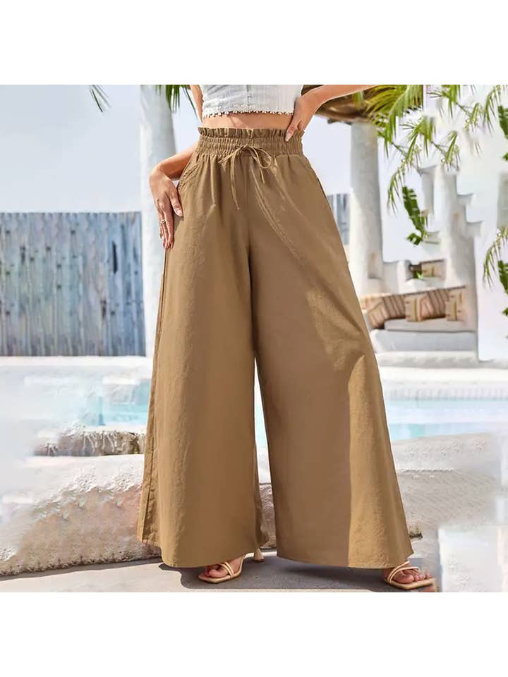 Lily Clothing - Wholesale Pants - Women's - High waist comfort cotton hemp wide leg culottes8