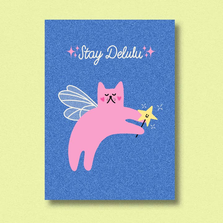 Postcards stay delulu for wholesale by Jenne Grassmann